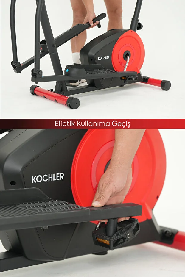 kochler 2'si 1 Arada Nabız Ölçer Kondisyon Bisikleti - Egzersiz Aleti - Eliptik Bisiklet - Kondisyon Aleti(120 Kg Kapasiteli)